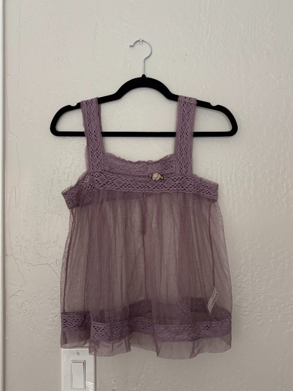 Intimately Free People Sheer Purple Cami Baby Doll Style Top Size Extra Small